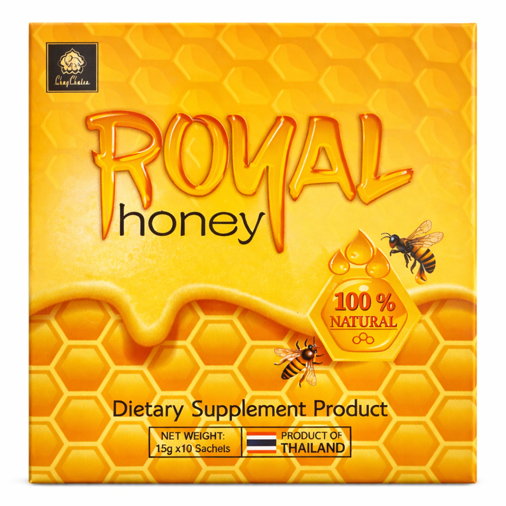 Miel aphrodisiaque puissant pour homme Royal Honey Gold / miel aphrodisiaque homme 100 % naturel au ginseng, formule intense et efficace – 10 sachets